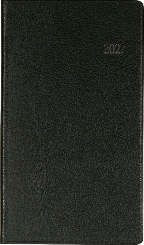 Biella Budget Agenda – 1 Woche/2 Seiten, gebunden, 8,7 × 15,3 cm, 2026, schwarz, FSC