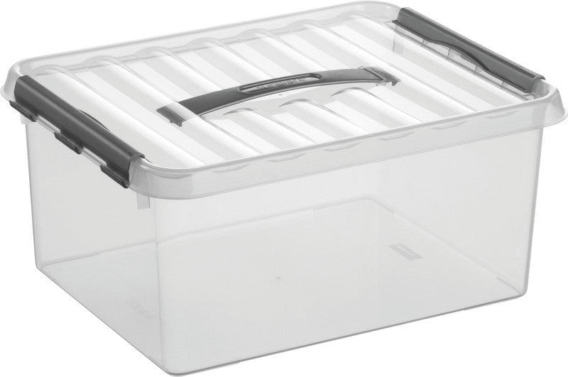 Helit die q-line Aufbewahrungsbox 15 l – mit Tragegriff, mit Clipdeckel, 400 × 180 × 300 mm
