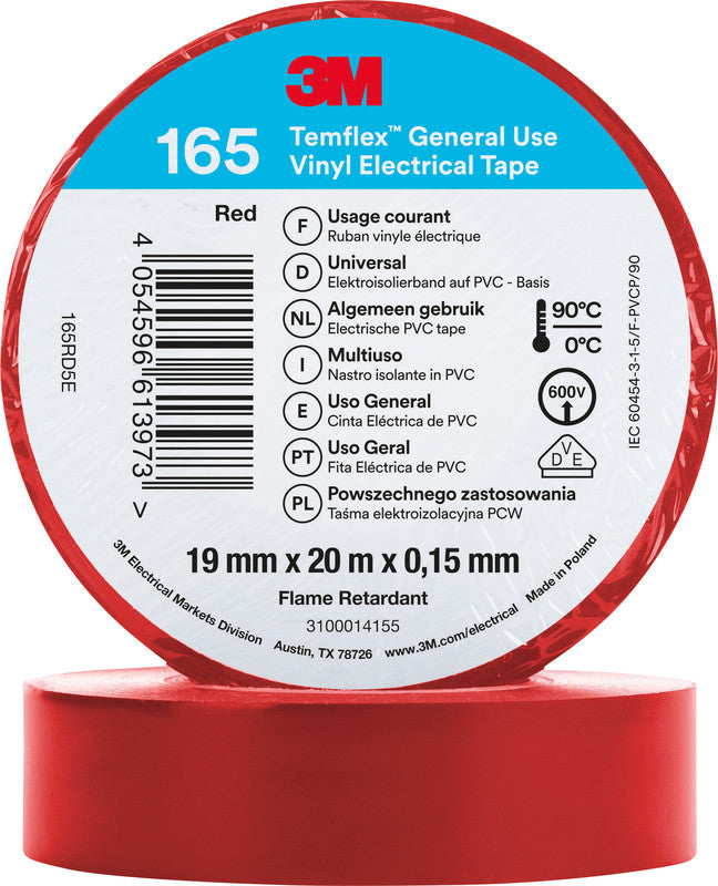 3M Vinylband – 19 mm × 20 m, rot