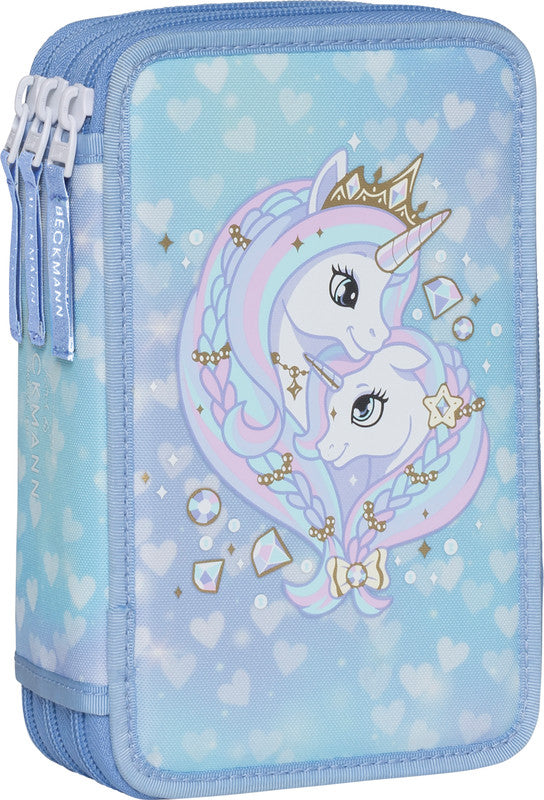 Beckmann Classic Etui Triple, gefüllt, 27-teilig – Unicorn Princess Ice Blue – Kunststoff – 13 × 20,5 × 7 cm