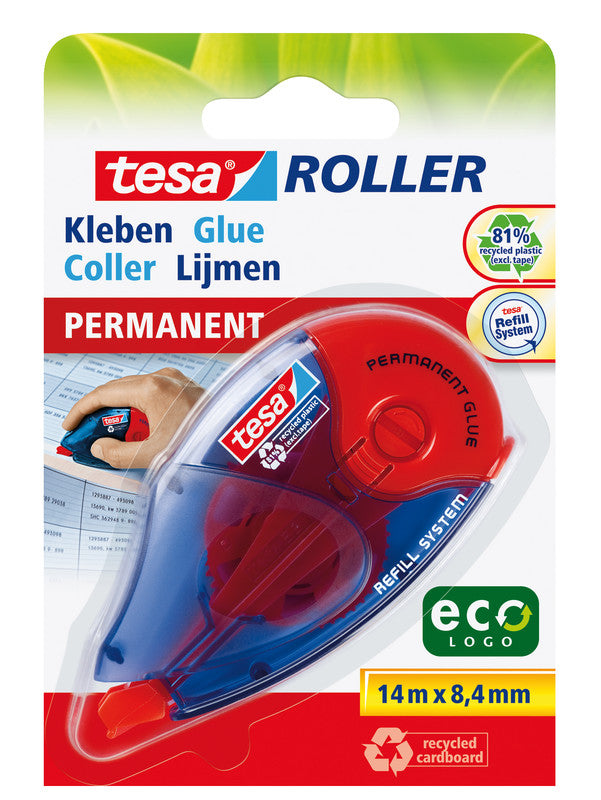TESA Kleberoller – Roller, extra stark, transparent, für Papier, Karton, Fotos
