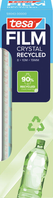 TESA Klebeband Eco & Crystal – Permanent, PET, 19 mm × 10 m, Transparent, 8 Rollen