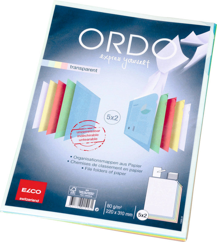Elco Sichtmappe A4 – farbig sortiert, Papier, 10er-Pack
