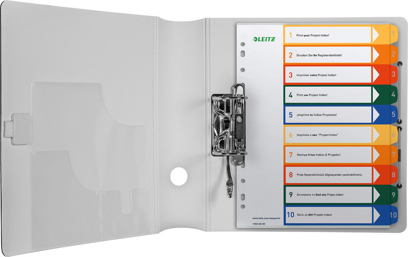 Leitz Register – A4, 10-teilig, PP, farbig, vorgedruckt, 11-fach Lochung, für Zeigebuchtaschen