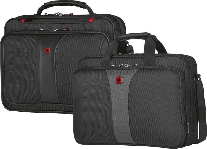 Wenger/SwissGear Wenger Legacy Notebook-Tasche – 15 l, wasserabweisend, Aufsteckfunktion, Polyester, schwarz/grau