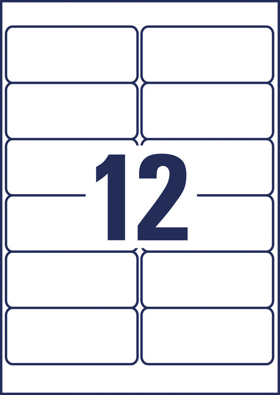 Avery Drucketiketten, 99,1 mm × 42,3 mm, transparent, 300 Etiketten (25 Blätter)