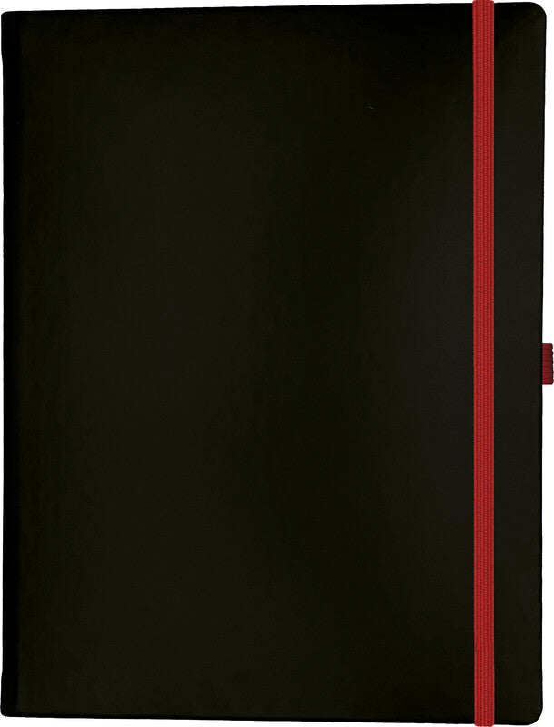 Denkzettel Notizbuch, 190 × 250 mm, kariert, gebunden, Hardcover, 192 Seiten, perforiert, 80 g/m² – schwarz