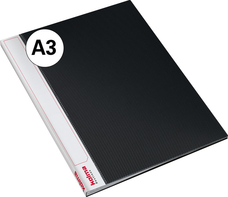 Kolma Sichtbuch A3 – 20 Hüllen, Schwarz, Kunststoff, Rückenschild, Glänzend, 80 µm
