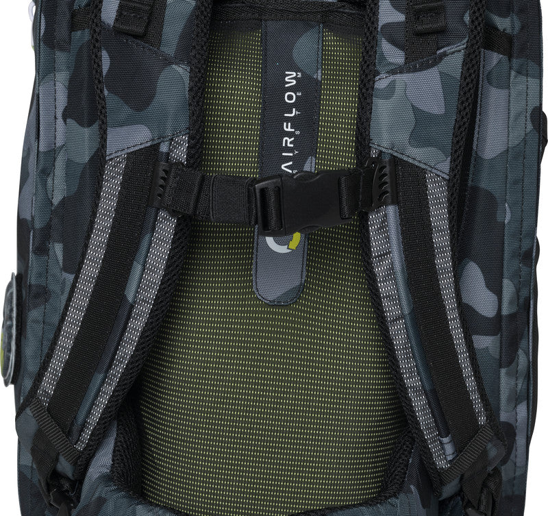 Beckmann Schulrucksack Active Air Flx – Camo Rex – mit Leuchteffekt – recycelte Materialien