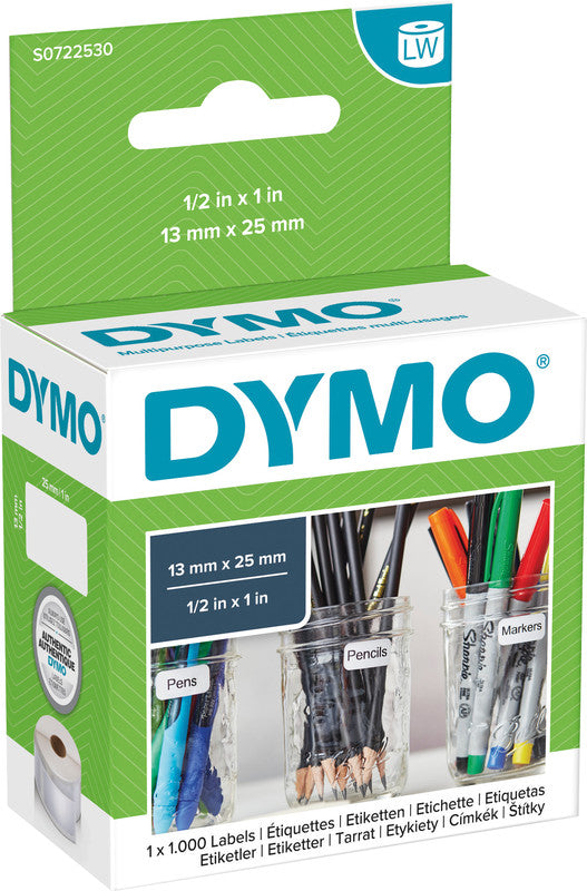 DYMO Etiketten, 25 mm × 13 mm, weiss, wiederablösbar, für LabelWriter 310, 320, Turbo 330 und andere