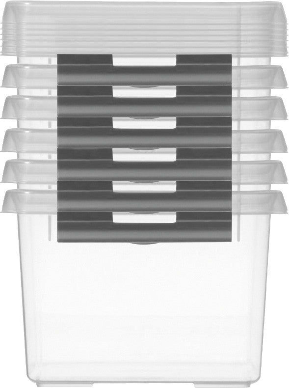 Helit die q-line Aufbewahrungsbox 2 l – mit Clipverschluss, stapelbar, 200 × 100 × 150 mm, transparent