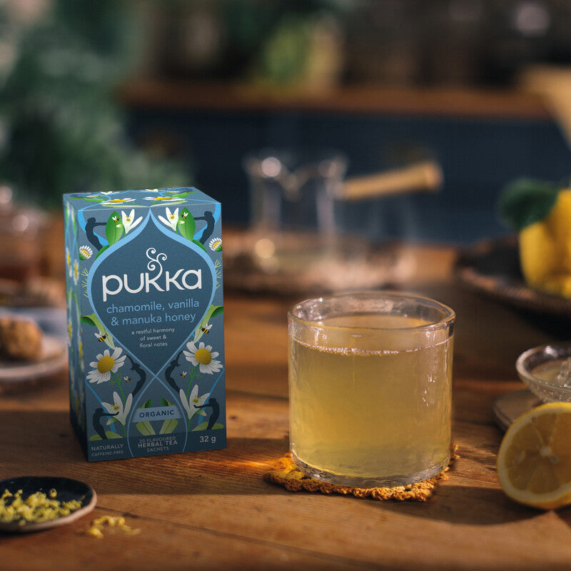 Pukka Teebeutel – Kamille, Vanille & Manuka Honig – Kräutertee, Bio, kompostierbar – 20 Beutel