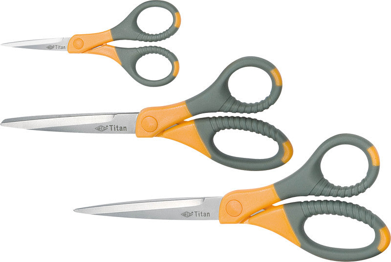 Wedo Universalschere – Edelstahl, titanbeschichtet, für Rechts- und Linkshänder, spitz, Kunststoff, grau