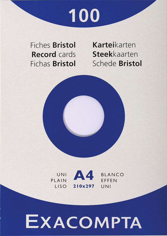 Exacompta Karteikarten A4 quer, blanko, weiss, 205 g/m², Karteikarton – 100 Stück