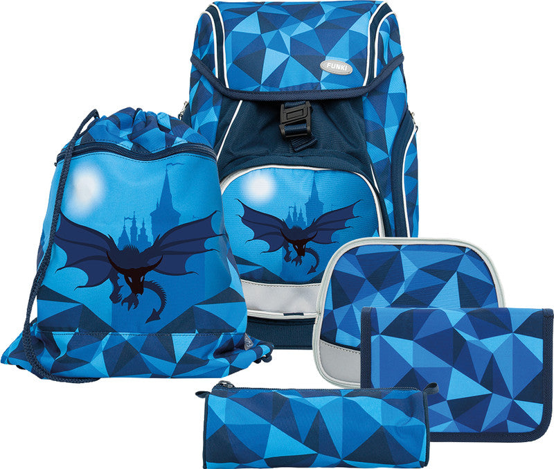 Funki Schulrucksack-Set Flexy-Bag – 5-teilig – Dragon World – 28 l