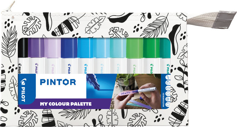 Pilot Pigmentmarker Pintor – Rundspitze 1,5-2,2 mm – Sortiert – 10er-Set – Für dunkles Papier geeignet