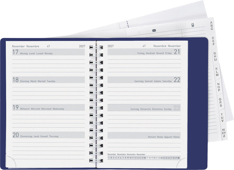 Biella Memento Agenda – 1 Woche/2 Seiten, Wire-O, 10,1 × 14,2 cm, 2027, mehrsprachig, FSC