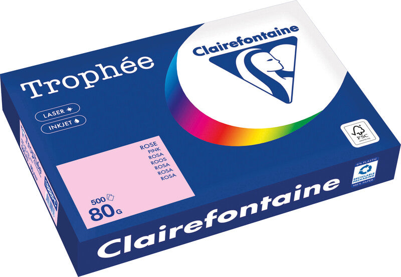 Clairefontaine Kopierpapier – A3, 80 g/m², rosa – für Inkjet/Laser/Kopierer – FSC, EU Ecolabel – 500 Blatt