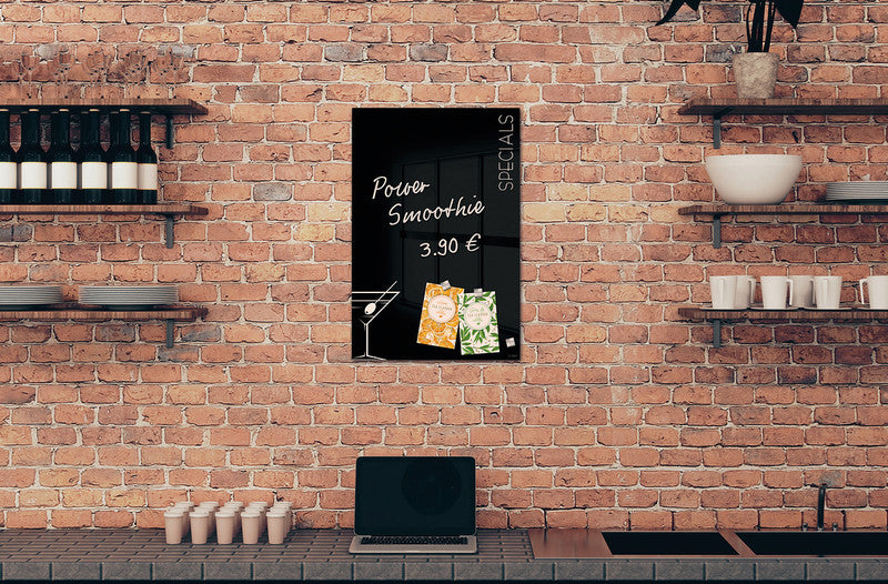 Sigel Whiteboard – 40 × 60 cm, Glas, magnetisch, Wandmontage, inkl. Magnete, Montagesatz