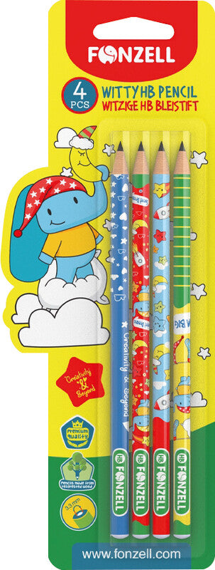 Fonzell Bleistift, HB, Mine Ø 2,2 mm, farbig sortiert – 4er-Set