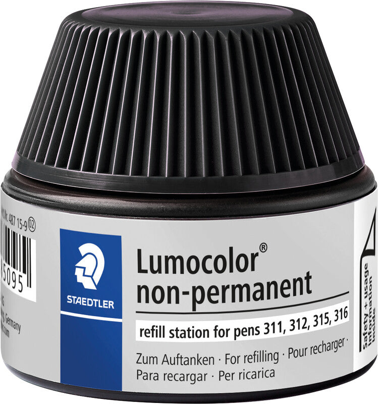 Staedtler Nachfülltinte – Schwarz – für Lumocolor Non-Permanent 311, 312, 315 usw. – 15 ml