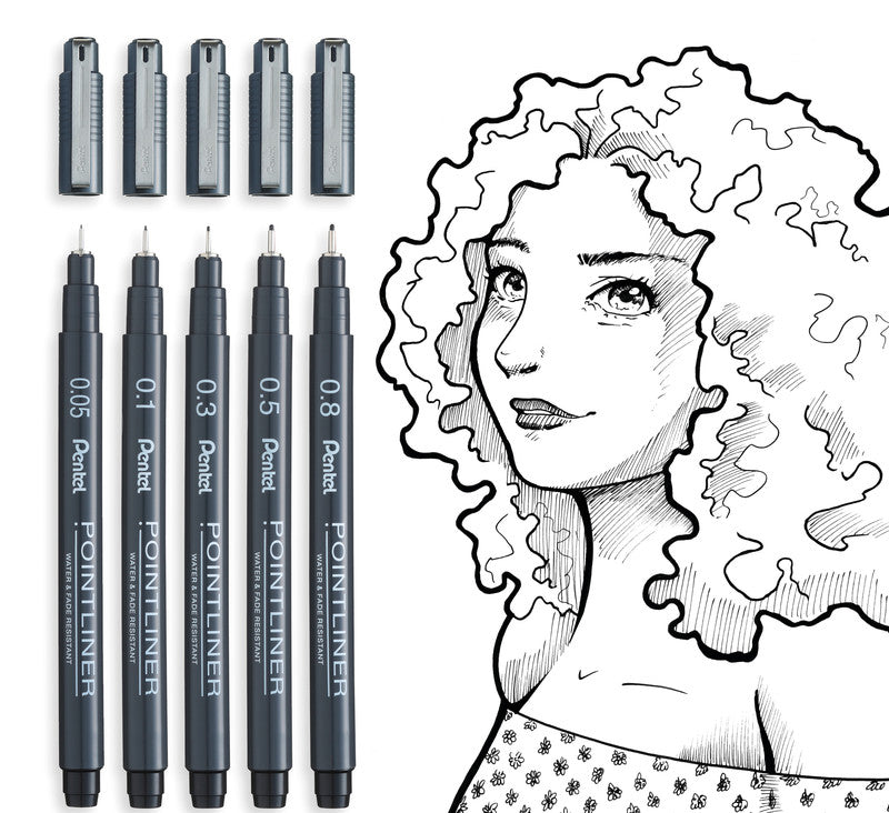 Pentel Pointliner Fineliner 0,5 mm – schwarz – wasserfest