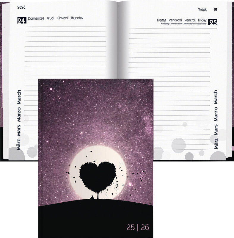 Biella mydiary Schüleragenda – 1 Tag pro Seite, gebunden, 12 × 16,5 cm, Aug–Jul, Love, FSC