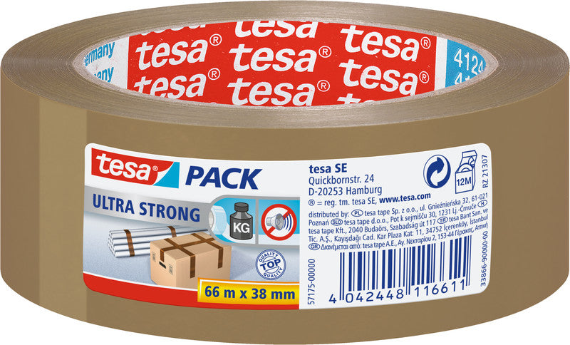 tesa Vinylband – 38 mm × 66 m, braun, stark