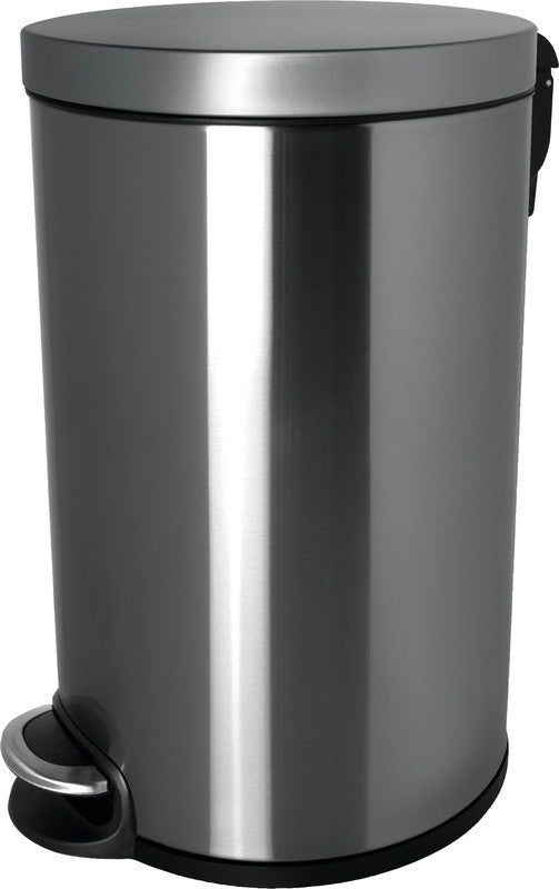 Helit Abfallcontainer – 20 l – mit Deckel – Edelstahl – Ø 293 × H 455 mm