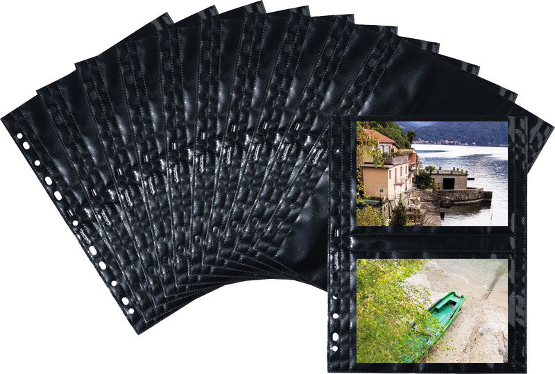 HERMA Fotophan Sichtmappe 13×18 cm quer – 40 Hüllen, Schwarz, Kunststoff, Glänzend, 10er-Pack