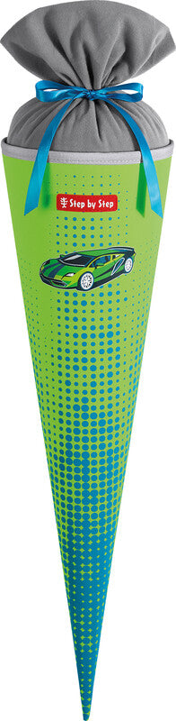 Step by Step Schultüte 70 cm × Ø 18 cm, 5 l – Motiv Race Car Chuck – Serie SPACE NEON – rPET