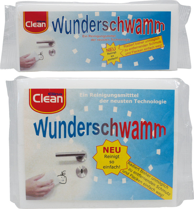 Elina clean Schwamm – Kunststoff, 14 × 6 × 3 cm, weiss, Flecken-Radierer, 2 Stk.