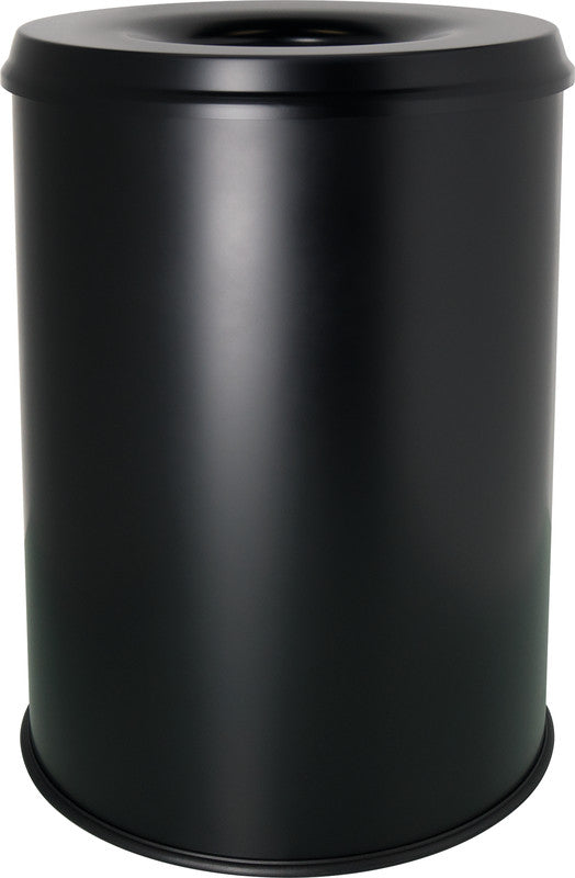 Helit Sicherheitspapierkorb – 15 l – Stahl – Selbstlöschender Kopf, TÜV/GS Zertifiziert – Ø 260 × H 335 mm