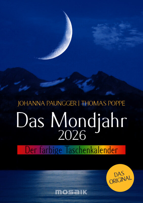 Mosaik Das Mondjahr Agenda – 1 Woche/2 Seiten, gebunden, 10 × 14 cm, Jan–Dez 2027, Blau, Mond, FSC