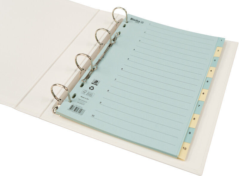 Biella Register – A4, 10-teilig, Karton, blau/gelb, vorgedruckt, 11-fach gelocht