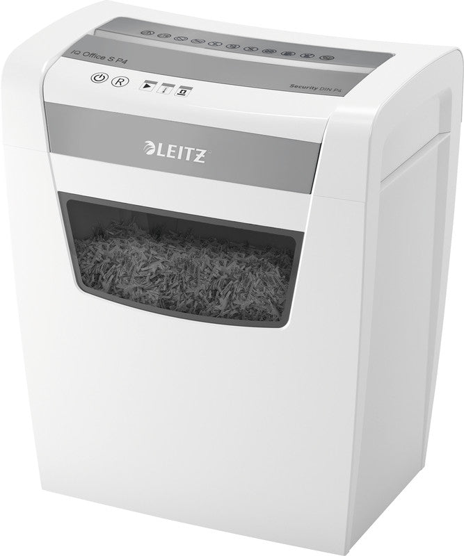 Leitz IQ Office S – Aktenvernichter, DIN P-4, Partikelschnitt 4 × 28 mm, 12 Blatt, 23 l, A4