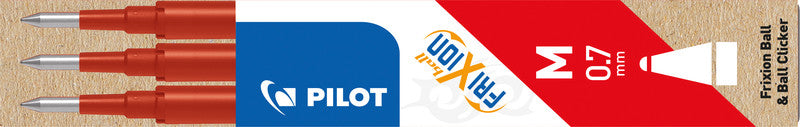 Pilot Rollerpatronen FriXion für Ball, Clicker, LX + 1 weitere – rot, 0,7 mm, löschbar, geruchsarm, 3 Stk.