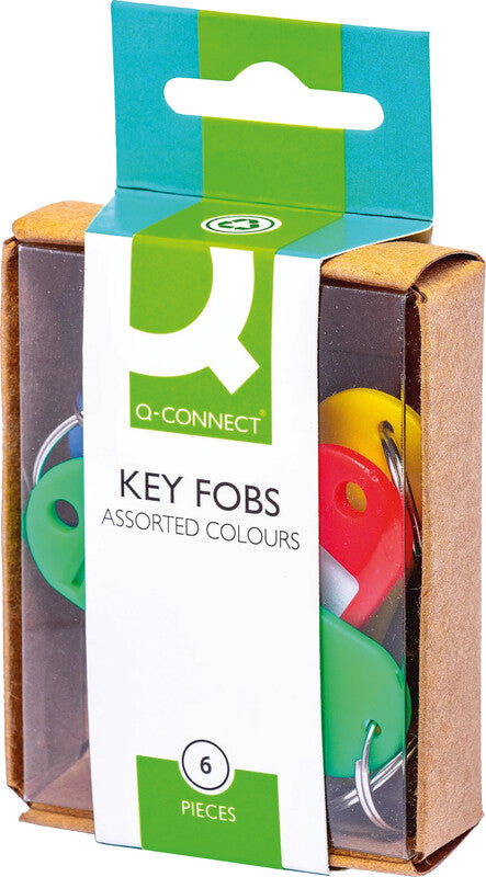 Q-connect Schlüsselschild – assortiert, Beschriftungsfeld 34 × 14 mm, 6 Stk., Kunststoff, B 21 × H 54 mm