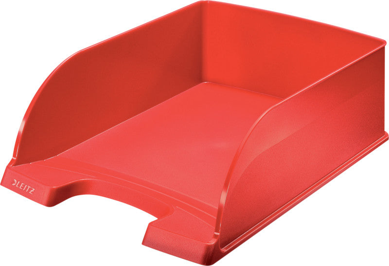 Leitz Stapelbarer Briefkorb mit Griffausschnitt, Beschriftungsfeld, matt, rot, B 255 × H 103 × T 357 mm