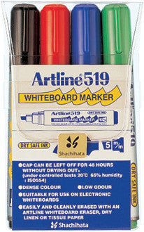 Artline Whiteboard-Marker 519 – Keilspitze 2-5 mm – sortiert – 4er-Set – trocken abwischbar