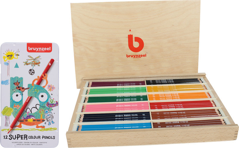 Bruynzeel Farbstifte-Set – 240 Stk., 12 Farben, Mine Ø 3,3 mm, Holzschachtel