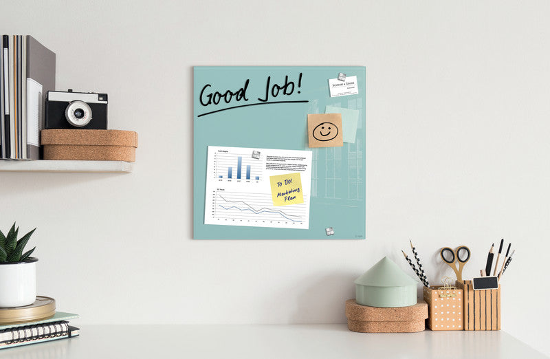 Sigel Whiteboard – 48 × 48 cm, Glas, magnetisch, Wandmontage, inkl. Magnete, Montagesatz, Zubehör