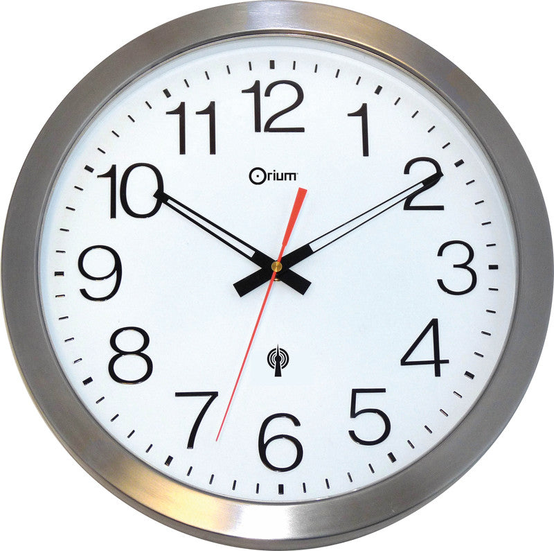 Orium by cep Orium Wanduhr – Funk, wetterfest – Ø 33,5 cm, Silber, Edelstahl