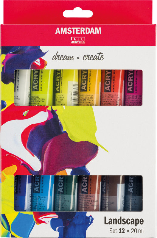 Royal Talens Amsterdam – Acryl Standard – Acrylfarbe – Set – 12 Farben, 12 × 20 ml