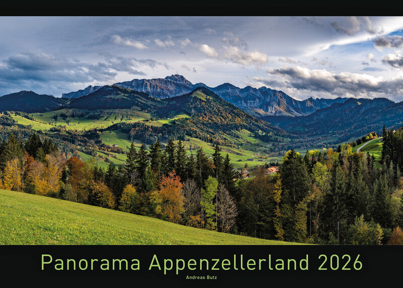 Appenzeller verlag Bildkalender Panorama Appenzell 2026 – 70 × 50 cm – d – mit Kartonrückwand, mit Aufhänger