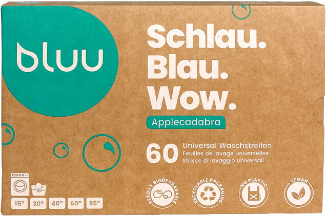 Bluu Waschstreifen, für alle Textilien, vegan, Apfel, 60 Streifen