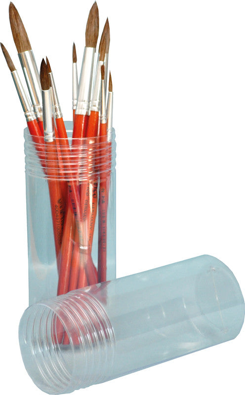 Elco pinsel Elco Aquarellpinsel – braun, Ponyhaar, 10er-Set, Birkenstiel, Aluminiumzwinge, sortierte Grössen, rund