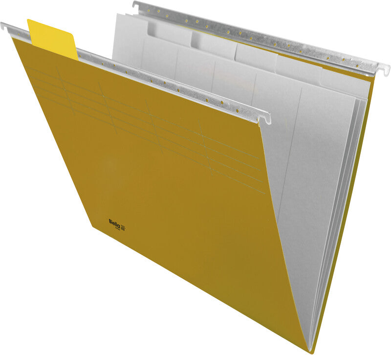 Biella Hängeordner für A4 – Karton, Gelb, 320 × 250 mm, mit Vordruck