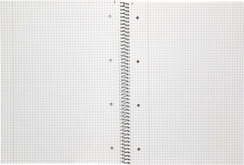 Q-connect Collegeblock A4, kariert, Spiralbindung, Karton, 80 Blatt, perforiert, 70 g/m² – grau