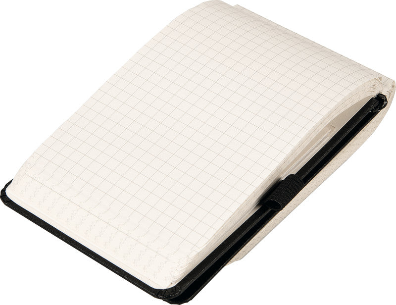 Biella Notizbuch A6, kariert, Fadenheftung, 160 Seiten, perforiert, 80 g/m² – schwarz